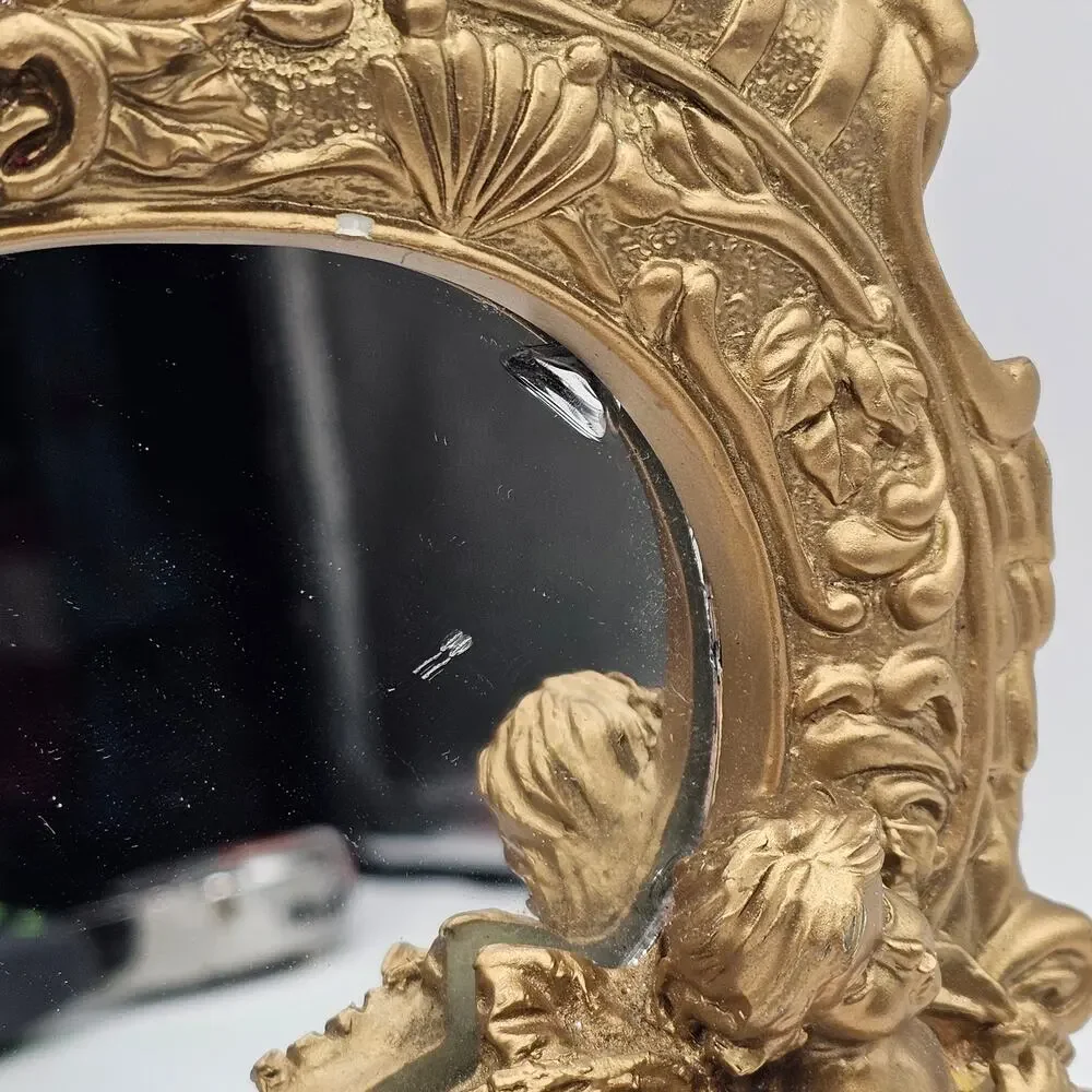 Ornate Gold Cherub Mirror Baroque Resin Frame